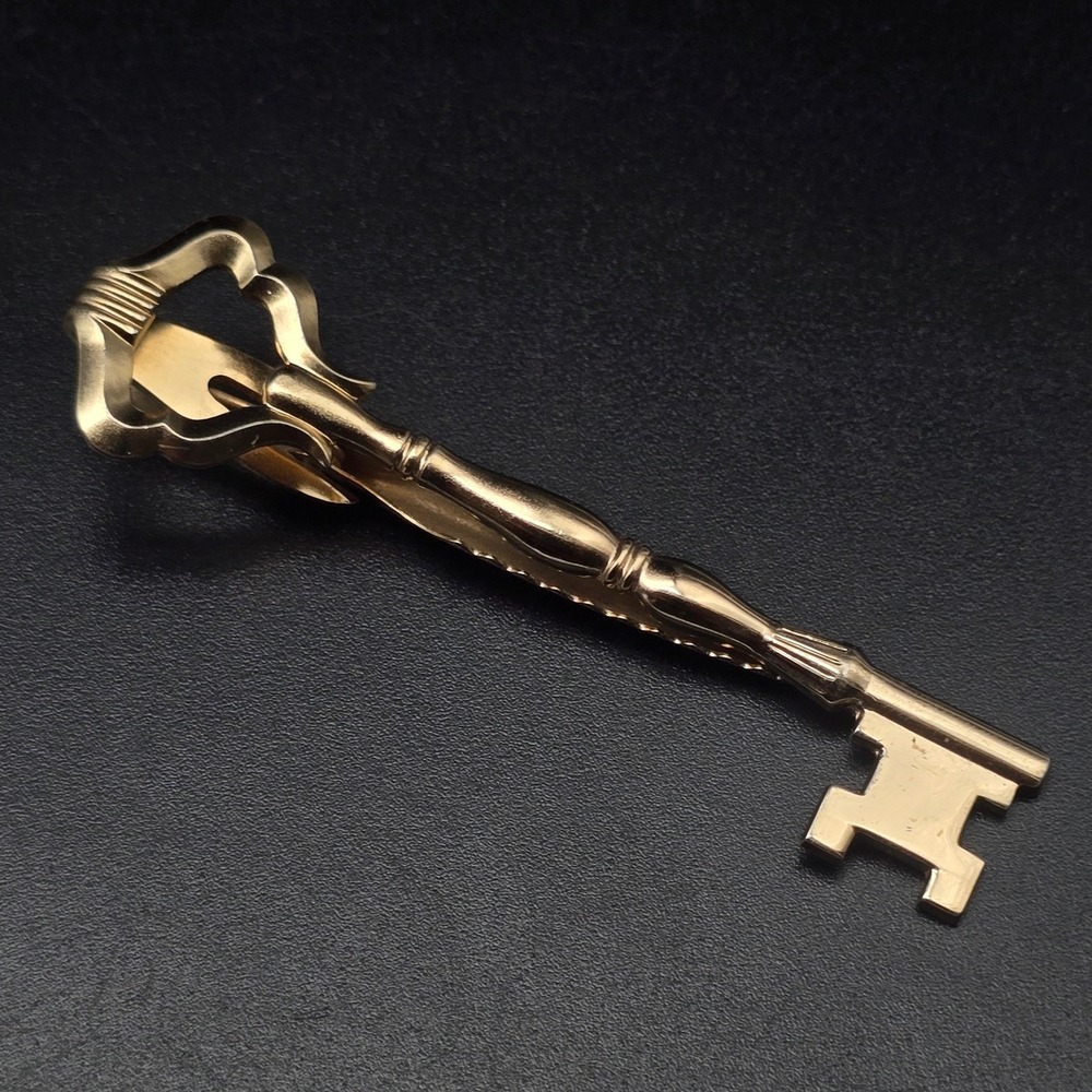 Hicock Gold Tone Skeleton Tie  Bar Tack Tie Pin Tie Vintage